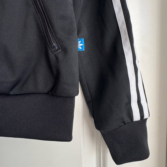 New Adidas Originals Black 3-Stripe Trefoil Track Jacket Zip Front Running Small - Picture 6 of 6